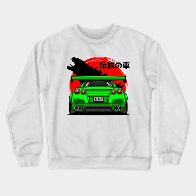 Green GTR R35 Rear Crewneck Sweatshirt by GoldenTuners